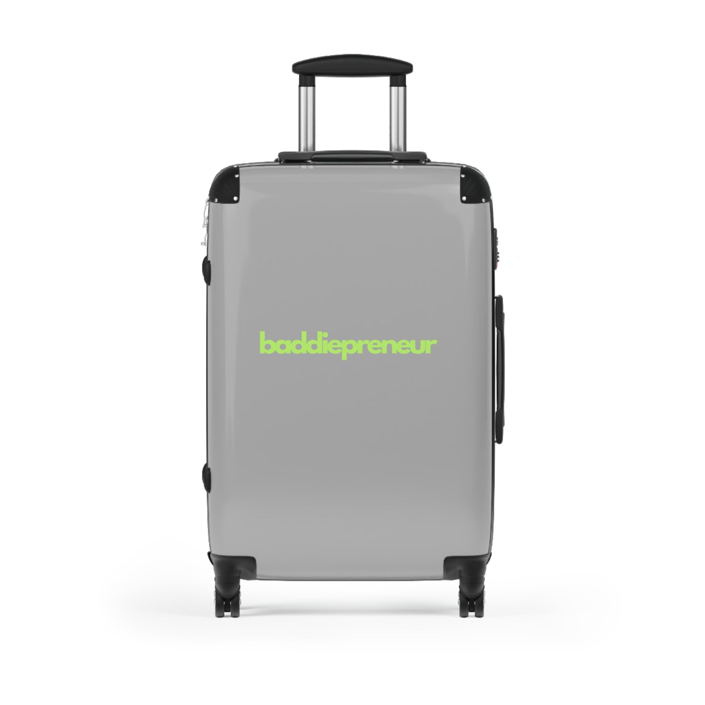 Baddiepreneur Gray Suitcase - Green Writing