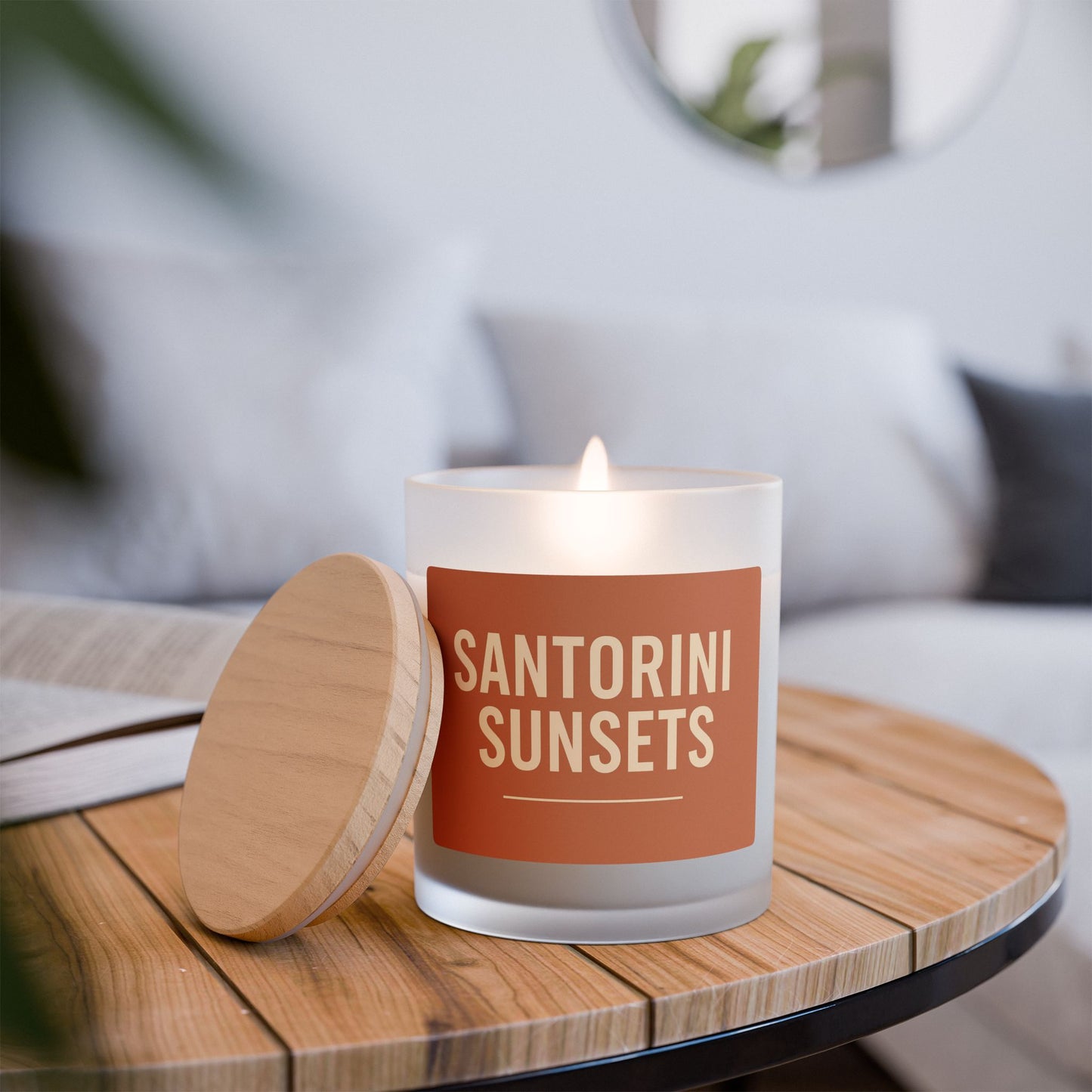 Santorini Sunsets Frosted Glass Candle