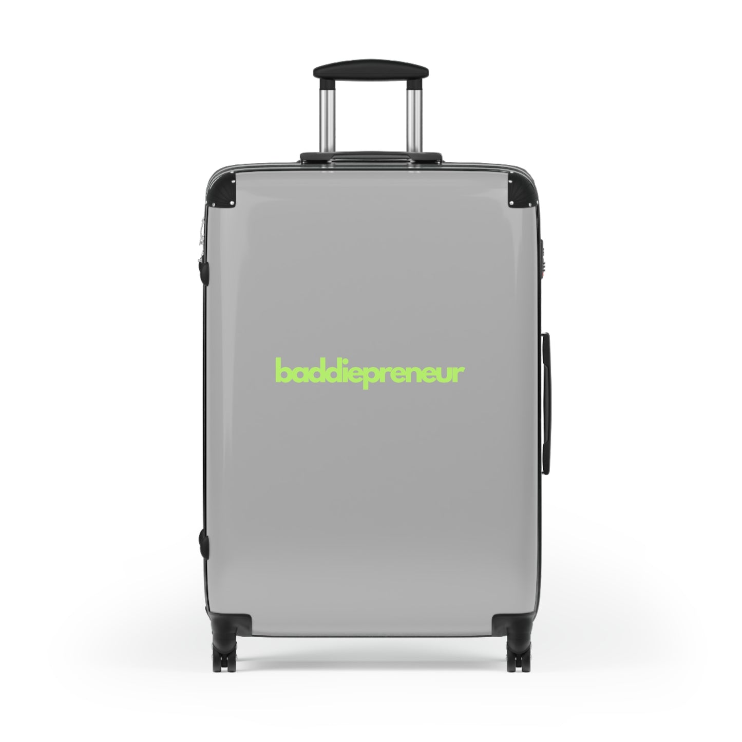 Baddiepreneur Gray Suitcase - Green Writing
