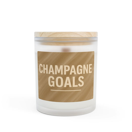 Champagne Goals Frosted Glass Candle