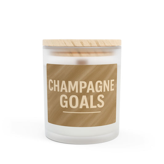 Champagne Goals Frosted Glass Candle