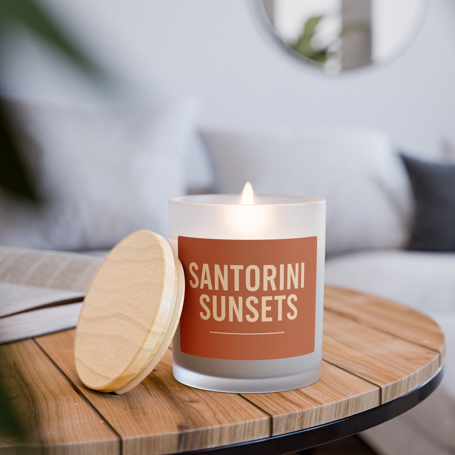 Santorini Sunsets Frosted Glass Candle