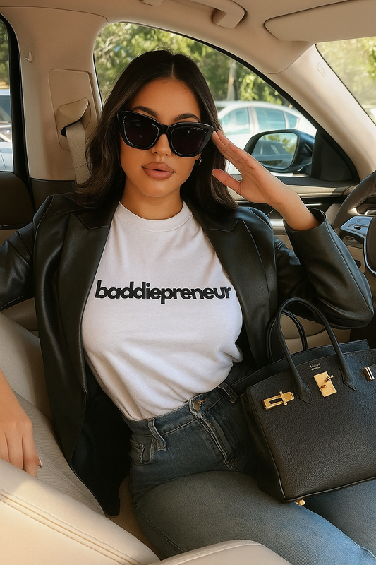 White Baddiepreneur T-Shirt - Black Writing